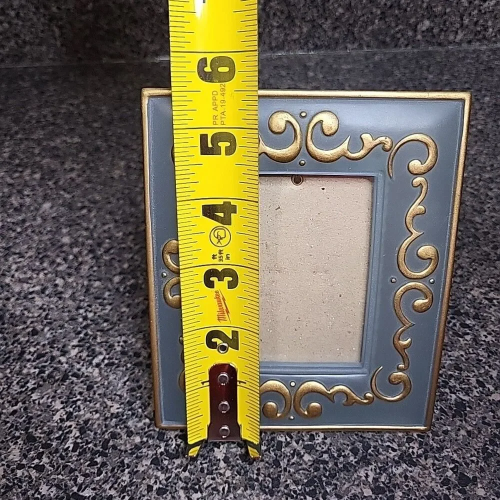VINTAGE 90's HB Group Art Glass Picture Frame Gold Scroll Hollywood‎ Regency